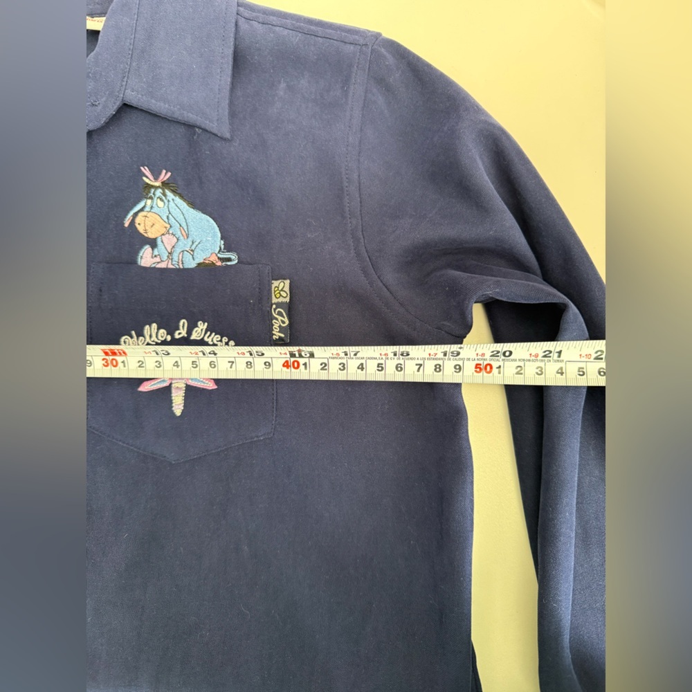 Vintage Disney Eeyore Navy Embroidered Y2K Button-Up Shirt S - Picture 9 of 11